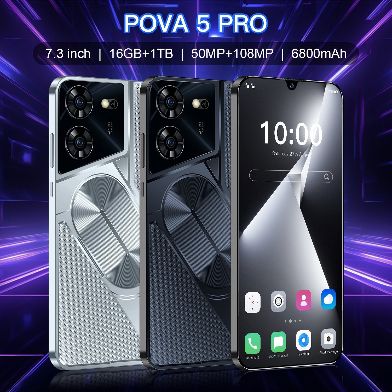 New Original Pova 5 Pro Android smartphone 3G LET phone HD screen Unlocked Mobile phone